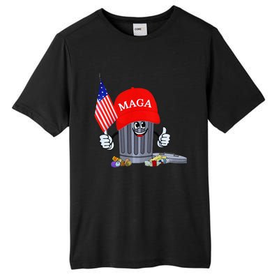 Trump Garbage Can Cartoon Character American Flag Tall Fusion ChromaSoft Performance T-Shirt