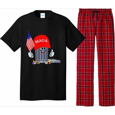 Trump Garbage Can Cartoon Character American Flag Pajama Set