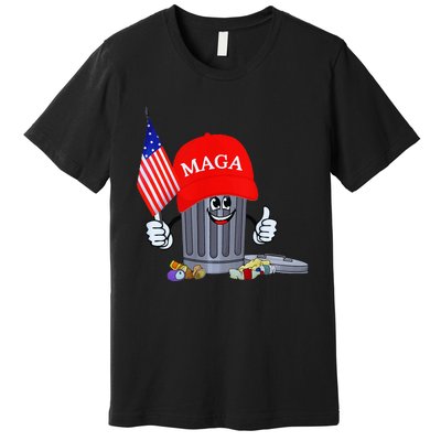 Trump Garbage Can Cartoon Character American Flag Premium T-Shirt