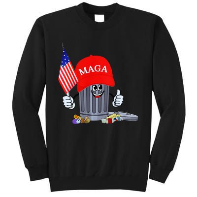 Trump Garbage Can Cartoon Character American Flag Tall Sweatshirt