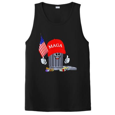 Trump Garbage Can Cartoon Character American Flag PosiCharge Competitor Tank