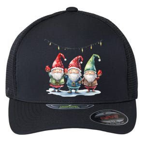 Three Gnomies Christmas Lighgreat Gift Funny Gnomies Lover Xmas Gift Flexfit Unipanel Trucker Cap