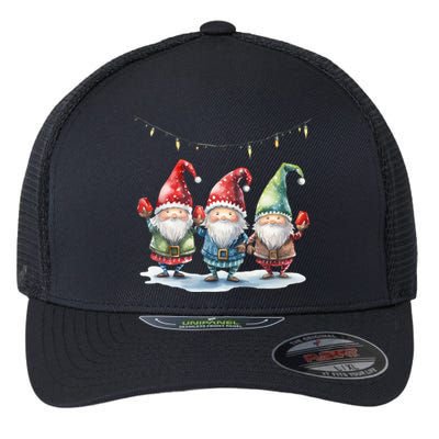 Three Gnomies Christmas Lighgreat Gift Funny Gnomies Lover Xmas Gift Flexfit Unipanel Trucker Cap