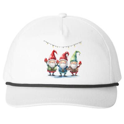 Three Gnomies Christmas Lighgreat Gift Funny Gnomies Lover Xmas Gift Snapback Five-Panel Rope Hat