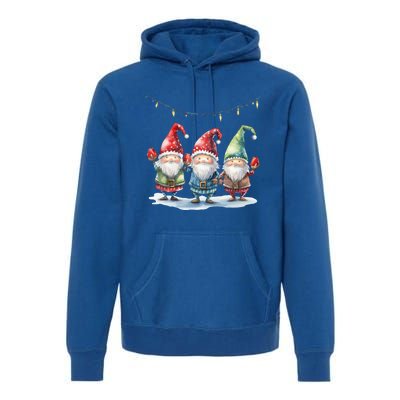 Three Gnomies Christmas Lighgreat Gift Funny Gnomies Lover Xmas Gift Premium Hoodie