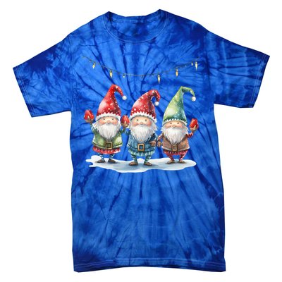 Three Gnomies Christmas Lighgreat Gift Funny Gnomies Lover Xmas Gift Tie-Dye T-Shirt