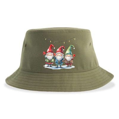 Three Gnomies Christmas Lighgreat Gift Funny Gnomies Lover Xmas Gift Sustainable Bucket Hat