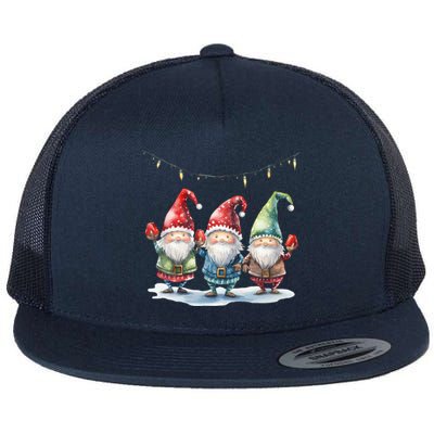 Three Gnomies Christmas Lighgreat Gift Funny Gnomies Lover Xmas Gift Flat Bill Trucker Hat