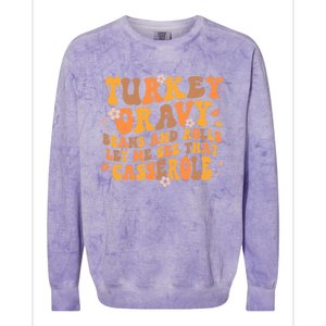 Turkey Gravy Casserole Autumn Fall Thanksgiving Groovy Retro Gift Colorblast Crewneck Sweatshirt