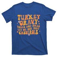 Turkey Gravy Casserole Autumn Fall Thanksgiving Groovy Retro Gift T-Shirt