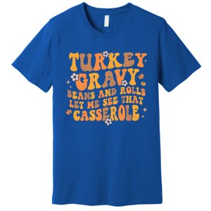 Turkey Gravy Casserole Autumn Fall Thanksgiving Groovy Retro Gift Premium T-Shirt