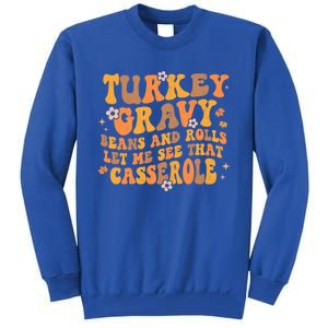 Turkey Gravy Casserole Autumn Fall Thanksgiving Groovy Retro Gift Tall Sweatshirt