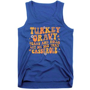 Turkey Gravy Casserole Autumn Fall Thanksgiving Groovy Retro Gift Tank Top