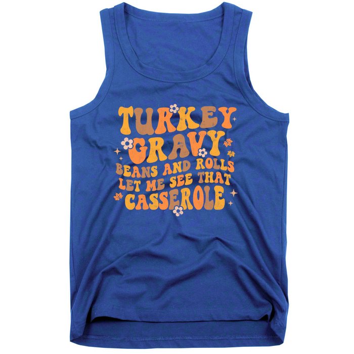 Turkey Gravy Casserole Autumn Fall Thanksgiving Groovy Retro Gift Tank Top