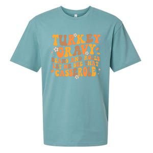 Turkey Gravy Casserole Autumn Fall Thanksgiving Groovy Retro Gift Sueded Cloud Jersey T-Shirt