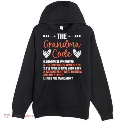 The Grandma Code Granny Grandmother Grandparent Gift Premium Pullover Hoodie