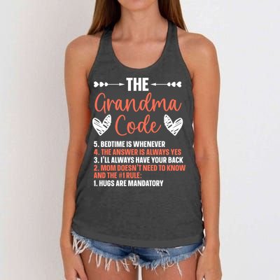 The Grandma Code Granny Grandmother Grandparent Gift Women's Knotted Racerback Tank