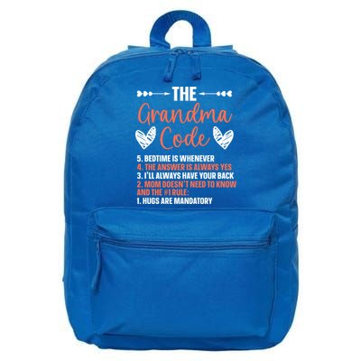 The Grandma Code Granny Grandmother Grandparent Gift 16 in Basic Backpack