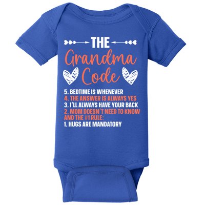 The Grandma Code Granny Grandmother Grandparent Gift Baby Bodysuit