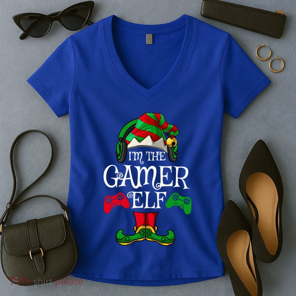The Gamer Christmas Video Game Xmas Ugly Matching Pjs Gift Women's V-Neck T-Shirt