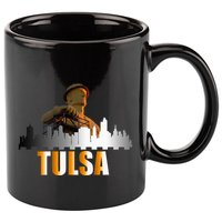 The Golden Driller Of Tulsa Oklahoma And The Tulsa Skyline 11oz C Handle Ceramic Mug
