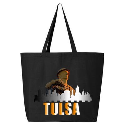 The Golden Driller Of Tulsa Oklahoma And The Tulsa Skyline 25L Jumbo Tote