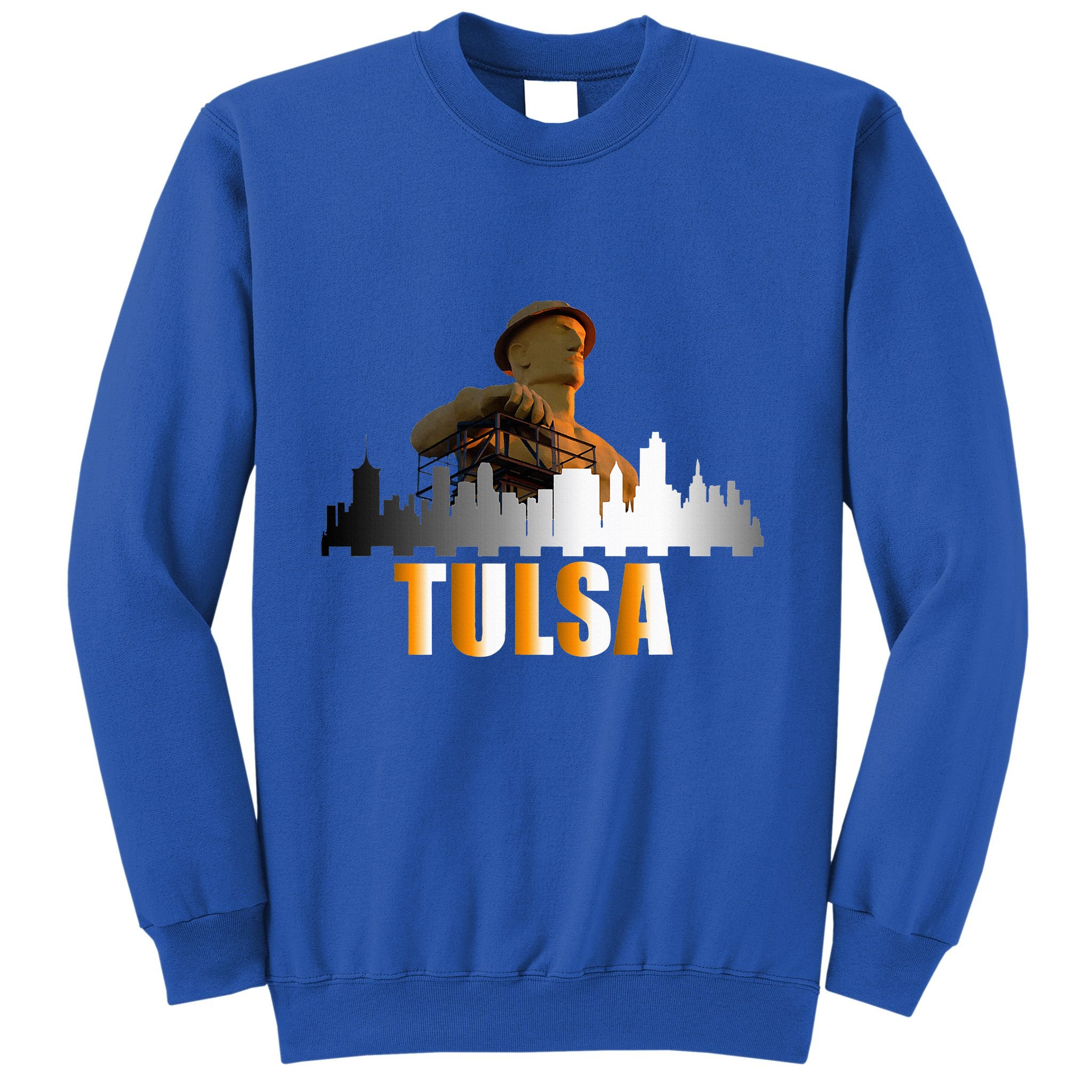 The Golden Driller Of Tulsa Oklahoma And The Tulsa Skyline Sweatshirt