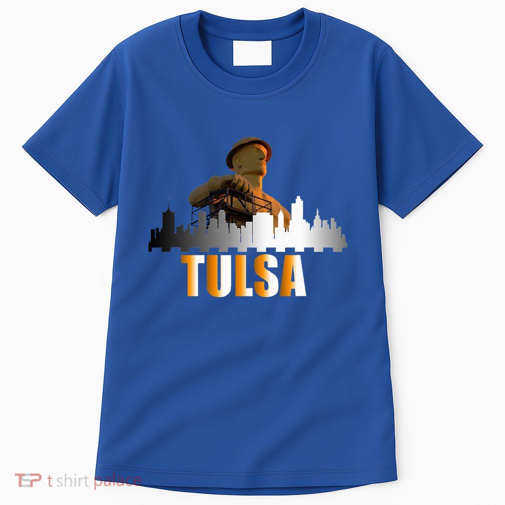 The Golden Driller Of Tulsa Oklahoma And The Tulsa Skyline Tall T-Shirt