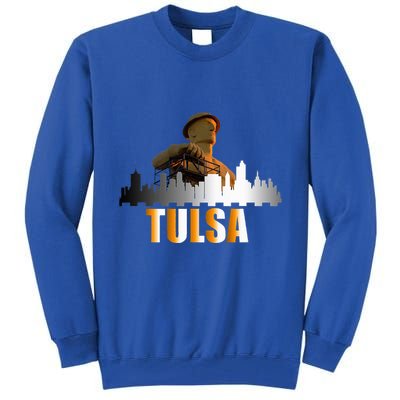 The Golden Driller Of Tulsa Oklahoma And The Tulsa Skyline Tall Sweatshirt