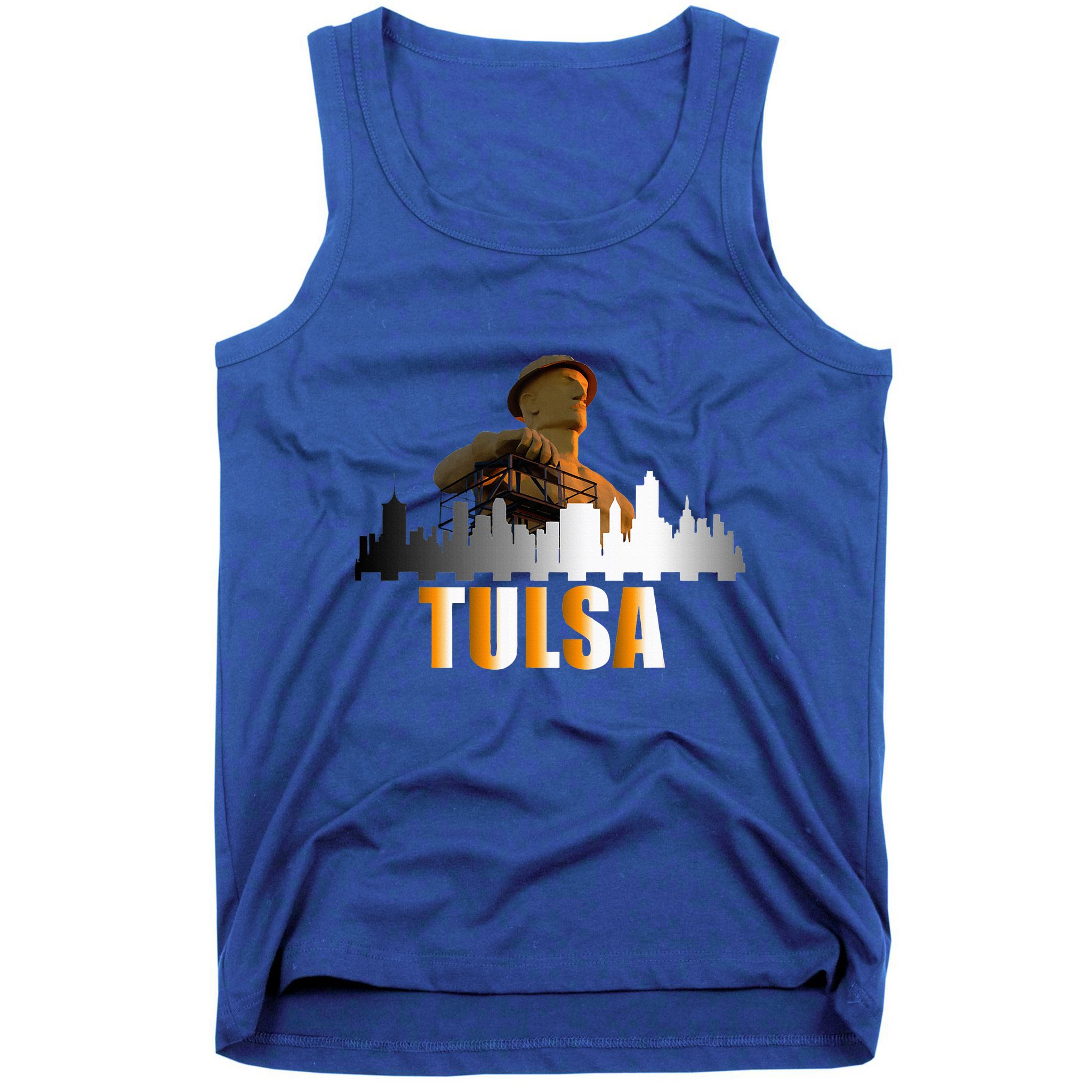 The Golden Driller Of Tulsa Oklahoma And The Tulsa Skyline Tank Top