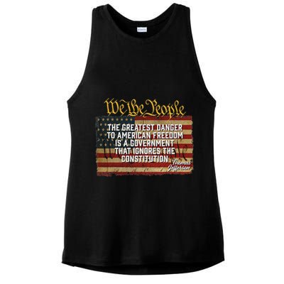 The Greatest Danger To American Freedom Thomas Jefferson Ladies PosiCharge Tri-Blend Wicking Tank