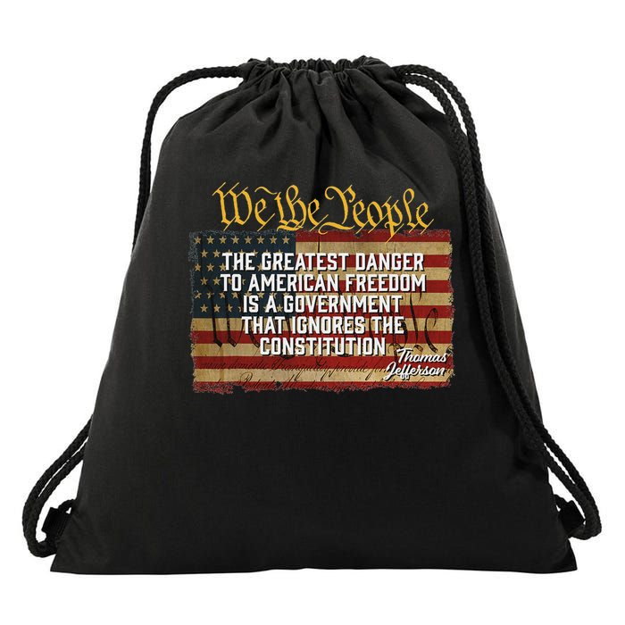 The Greatest Danger To American Freedom Thomas Jefferson Drawstring Bag