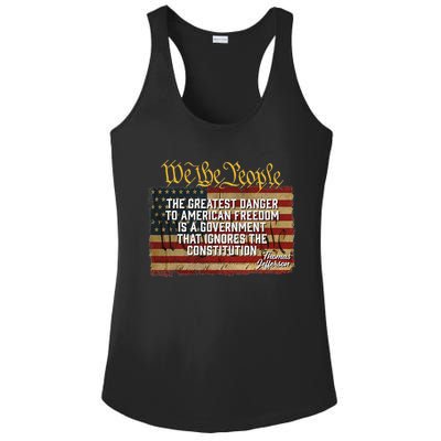 The Greatest Danger To American Freedom Thomas Jefferson Ladies PosiCharge Competitor Racerback Tank