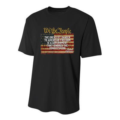 The Greatest Danger To American Freedom Thomas Jefferson Youth Performance Sprint T-Shirt
