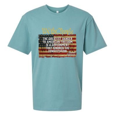 The Greatest Danger To American Freedom Thomas Jefferson Sueded Cloud Jersey T-Shirt