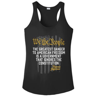 The Greatest Danger To American Freedom Thomas Jefferson Ladies PosiCharge Competitor Racerback Tank