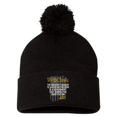 The Greatest Danger To American Freedom Thomas Jefferson Pom Pom 12in Knit Beanie
