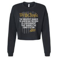 The Greatest Danger To American Freedom Thomas Jefferson Cropped Pullover Crew