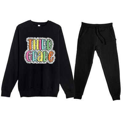 Third Grade Dalmatian Dots 3rd Dream Team Back To School Premium Crewneck Sweatsuit Set