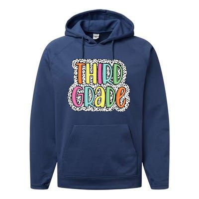 Third Grade Dalmatian Dots 3rd Dream Team Back To School Performance Fleece Hoodie