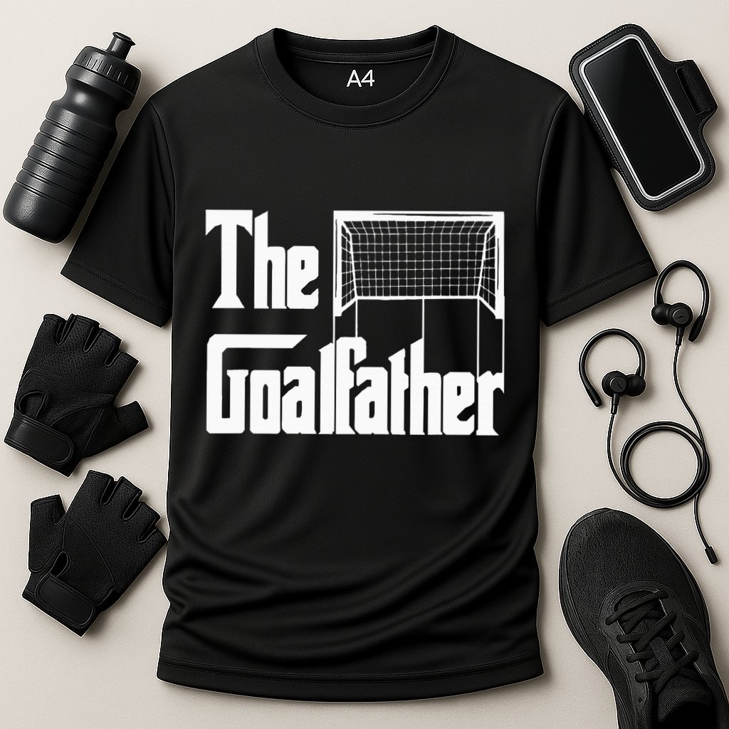 The Goalfather Dad Soccer Goalkeeper Goalie Coach Footballer Cooling Performance Crew T-Shirt