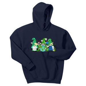 Three Gnomes Daisy Flower Earth Day Funny Gnome Lover Kids Hoodie