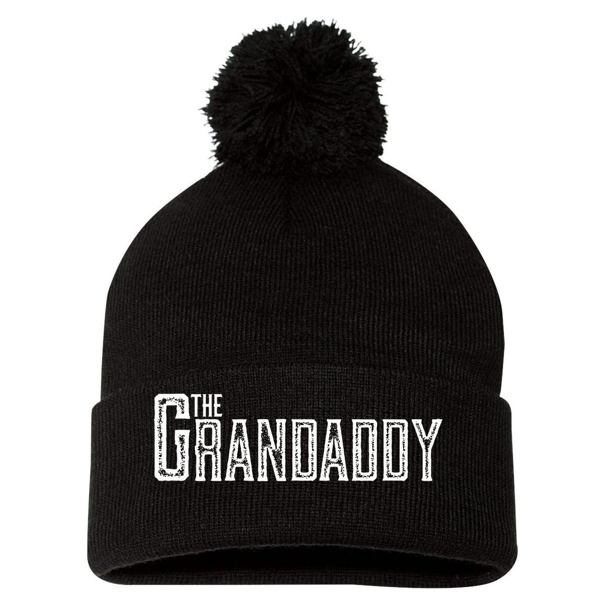 The Grandaddy Design Distressed Cool Grandpa Boss Gift Pom Pom 12in Knit Beanie