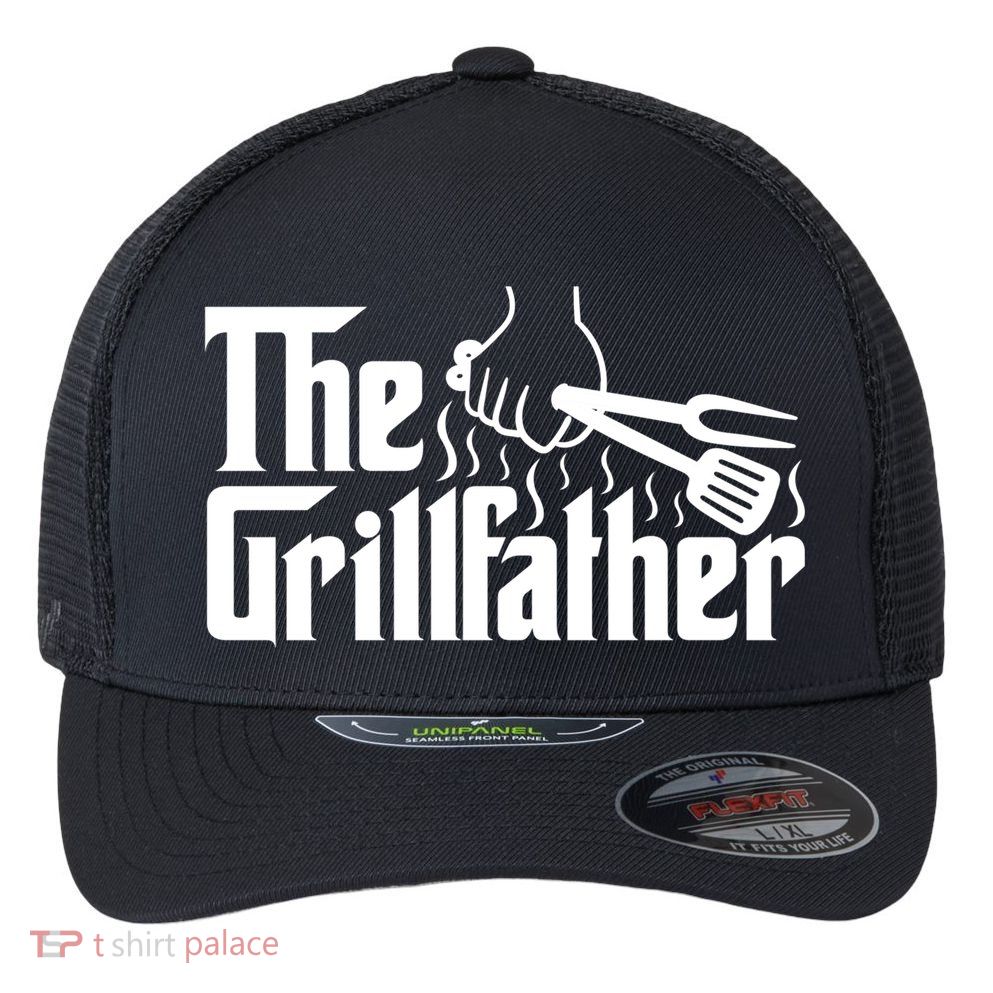 The Grillfather Dad Bbq Funny Gift Flexfit Unipanel Trucker Cap