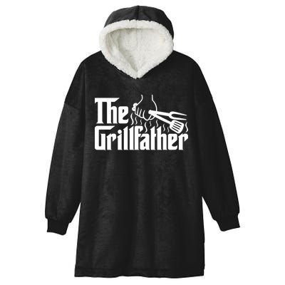 The Grillfather Dad Bbq Funny Gift Hooded Wearable Blanket