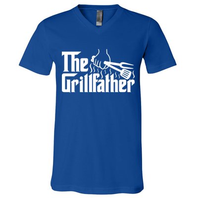 The Grillfather Dad Bbq Funny Gift V-Neck T-Shirt