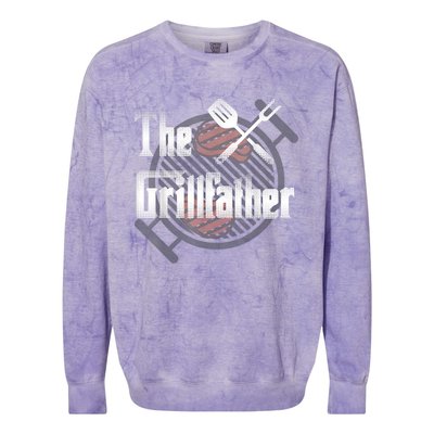 The Grillfather Daddy Bbq Cool Gift Colorblast Crewneck Sweatshirt