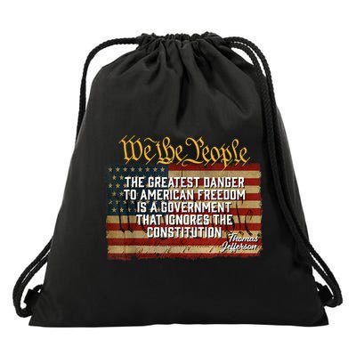 The Greatest Danger To American Freedom Thomas Jefferson Drawstring Bag