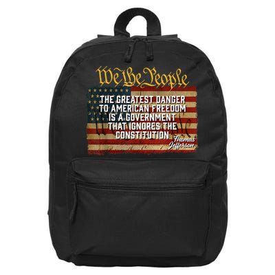 The Greatest Danger To American Freedom Thomas Jefferson 16 in Basic Backpack