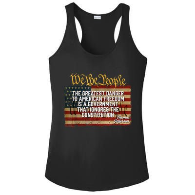 The Greatest Danger To American Freedom Thomas Jefferson Ladies PosiCharge Competitor Racerback Tank